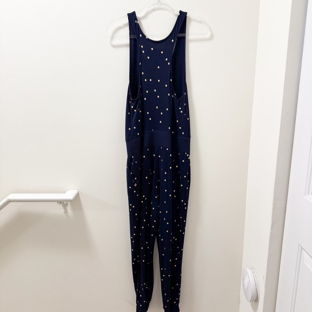 Boden Rachel Jersey Jumpsuit - Navy Scattered Foil Spot - Size 8R - Picture 2 of 4